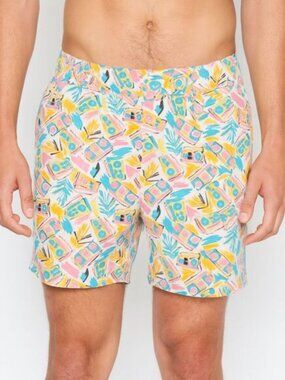 Tipsy Elves Shirts Mens Size Large Boom Box Radio Print Retro Pastel Elastic